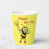 Schattigee hommel met hart en Confetti Verjaardag Papieren Bekers (Voorkant)