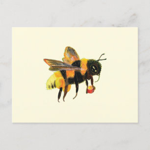 Schattigee hommel met stuifmeelillustratie briefkaart