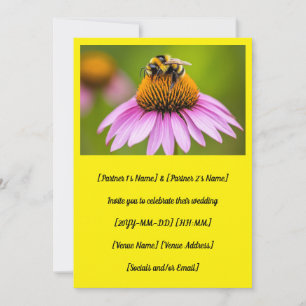 Schattigee hommel op Paarse coneflower bruiloft Kaart