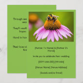 Schattigee hommel op Paarse coneflower bruiloft Kaart (Voorkant / Achterkant)