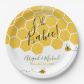 Schattigee hommels thema Waterverf bij Baby shower Papieren Bordje (Voorkant)