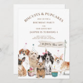 Schattigee hond 1e verjaardagsfeestje kaart (Voorkant / Achterkant)