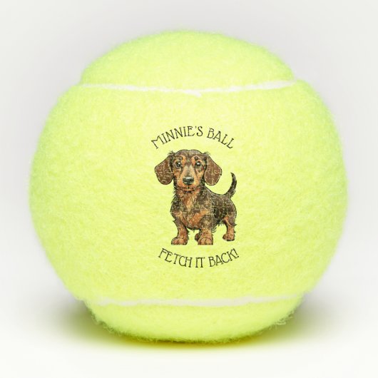 Schattigee hond aangepaste naam tennisballen (Voorkant)