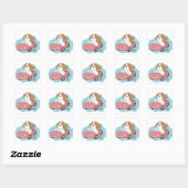 Schattigee hond & auto illustratie vierkante sticker (Vel)