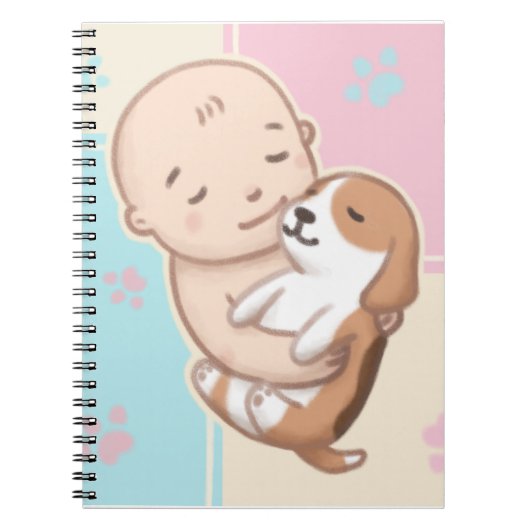 Schattigee Hond & Baby Illustratie Kunst Notitieboek (Voorkant)