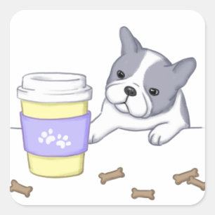 Schattigee hond, beker en koekjes Illustratie Vierkante Sticker
