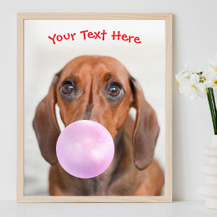 Schattigee Hond, Bubble Gum Bubble, Naam of Berich Poster