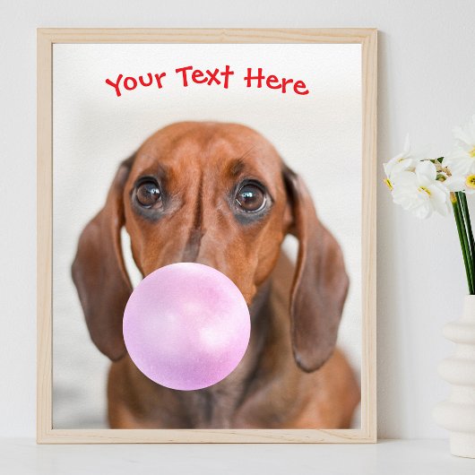 Schattigee Hond, Bubble Gum Bubble, Naam of Berich Poster