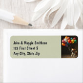 Schattigee Hond Chasing Balloons plezier Dierenhui Etiket (Insitu)