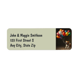 Schattigee Hond Chasing Balloons plezier Dierenhui Etiket