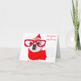 Schattigee hond Chihuahua in Santa Claus Kaart