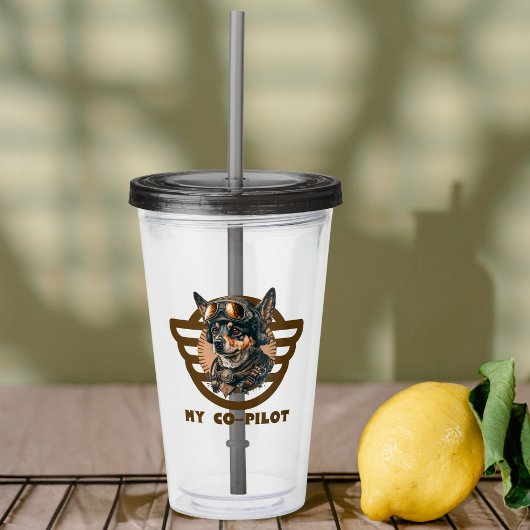 Schattigee Hond Co-piloot, Cool Pet Animal, Luchtv Acryl Drinkbeker