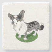 Schattigee hond, Corgi Cardigan. Stenen Onderzetter (Voorkant)