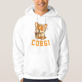 Schattigee Hond Corgi Koffie Unisex Man Vrouw Kled Hoodie (Voorkant)