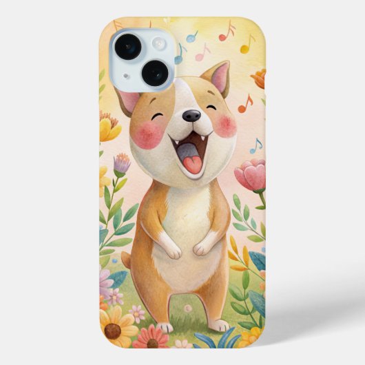 Schattigee hond die met bloemen zingt Case-Mate iPhone case (Achterkant)