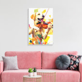 Schattigee hond die viool speelt canvas afdruk (Insitu (Woonkamer))