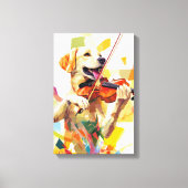 Schattigee hond die viool speelt canvas afdruk (Voorkant)