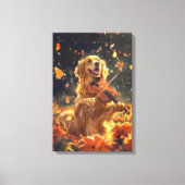 Schattigee hond die viool speelt canvas afdruk (Voorkant)