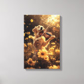 Schattigee hond die viool speelt canvas afdruk (Voorkant)