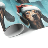 Schattigee Hond Dragen Santa Hat Dachshund Christm Cadeaupapier (Rol Hoek)