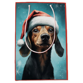 Schattigee Hond Dragen Santa Hat Dachshund Christm Medium Cadeauzakje