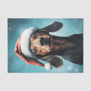 Schattigee Hond Dragen Santa Hat Dachshund Christm Tissuepapier
