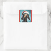 Schattigee Hond Dragen Santa Hat Dachshund Christm Vierkante Sticker (Tas)