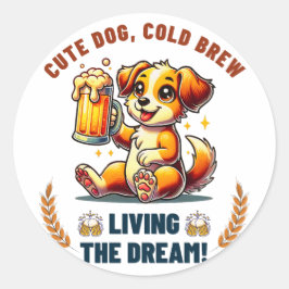 Schattigee hond Drink bier Ronde Sticker