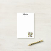 Schattigee hond en aangepaste naam, eenvoudig gepe post-it® notes (Op bureau)