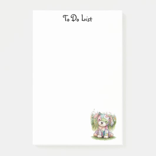 Schattigee hond en aangepaste naam, eenvoudig gepe post-it® notes (Voorkant)