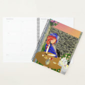 Schattigee hond en dame in café bij zonsondergang planner (Display)