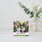 Schattigee Hond en Kat Pet Sitter en Dog Walker Vierkante Visitekaartje (Staand voorkant)