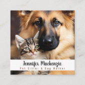 Schattigee Hond en Kat Pet Sitter en Dog Walker Vierkante Visitekaartje (Voorkant)