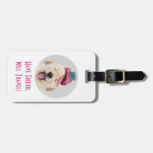 Schattigee hond en kat, reizen, gepersonaliseerde  bagagelabel (Voorkant horizontaal)