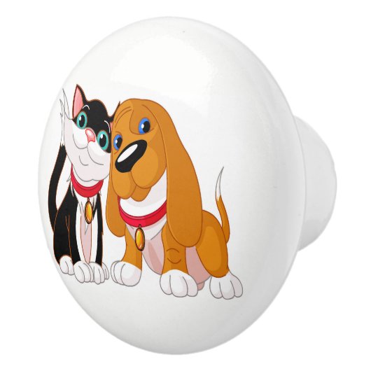 Schattigee Hond- en Kattenknoppen Keramische Knop (Rechts)