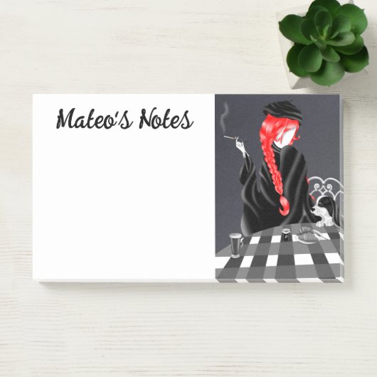 Schattigee hond en meisje in café in Parijs Notiti Post-it® Notes (Kantoor)