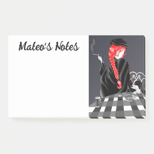 Schattigee hond en meisje in café in Parijs Notiti Post-it® Notes (Voorkant)