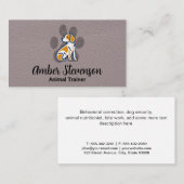 Schattigee hond en poot | Lederen achtergrond Visitekaartje (Voorkant / Achterkant)