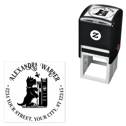 Schattigee hond en vlinder naam retouradres zelfinktende stempel (In situ)