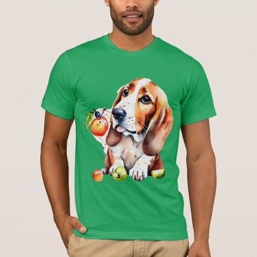 Schattigee hond en vruchten t-shirt (Voorkant)