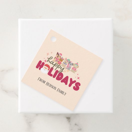 Schattigee hond familie of bedrijf Flat Holiday Ka Bedankjes Labels (In situ)