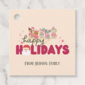 Schattigee hond familie of bedrijf Flat Holiday Ka Bedankjes Labels (Voorkant)