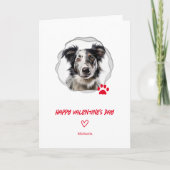 Schattigee Hond Foto Rode Hart Valentijnsdag Feestdagen Kaart (Voorkant)