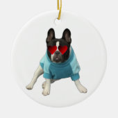 Schattigee hond Franse Bulldog Boston Terrier Orna Keramisch Ornament (Voorkant)