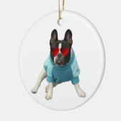 Schattigee hond Franse Bulldog Boston Terrier Orna Keramisch Ornament (Links)