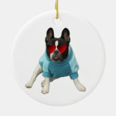 Schattigee hond Franse Bulldog Boston Terrier Orna Keramisch Ornament (Achterkant)