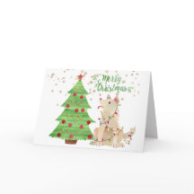 Schattigee hond gewikkeld in kerstverlichting naas