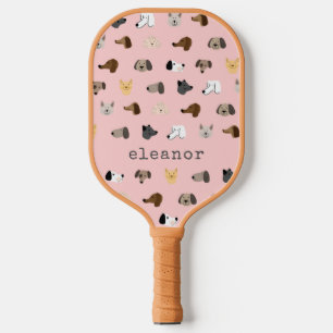 Schattigee hond gezichten roze gepersonaliseerde n pickleball paddle