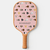 Schattigee hond gezichten roze gepersonaliseerde n pickleball paddle (Achterkant)