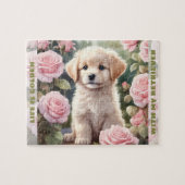 Schattigee hond Golden Retriever Puppy Aangepaste Legpuzzel (Horizontaal)